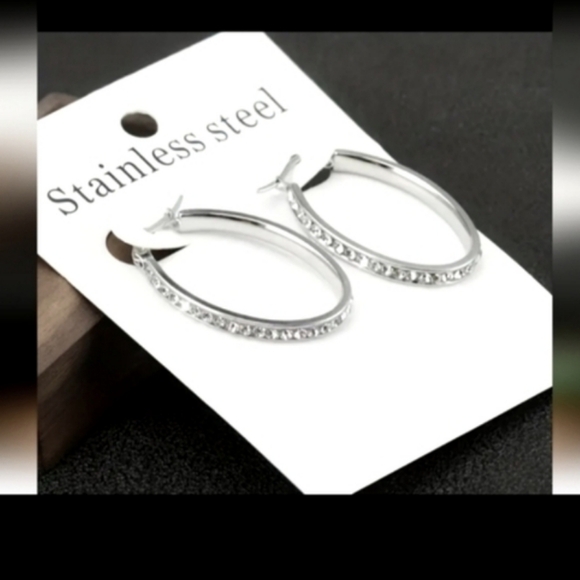 Jewelry - Stainless Steel CZ Women's Hoop Earrings
